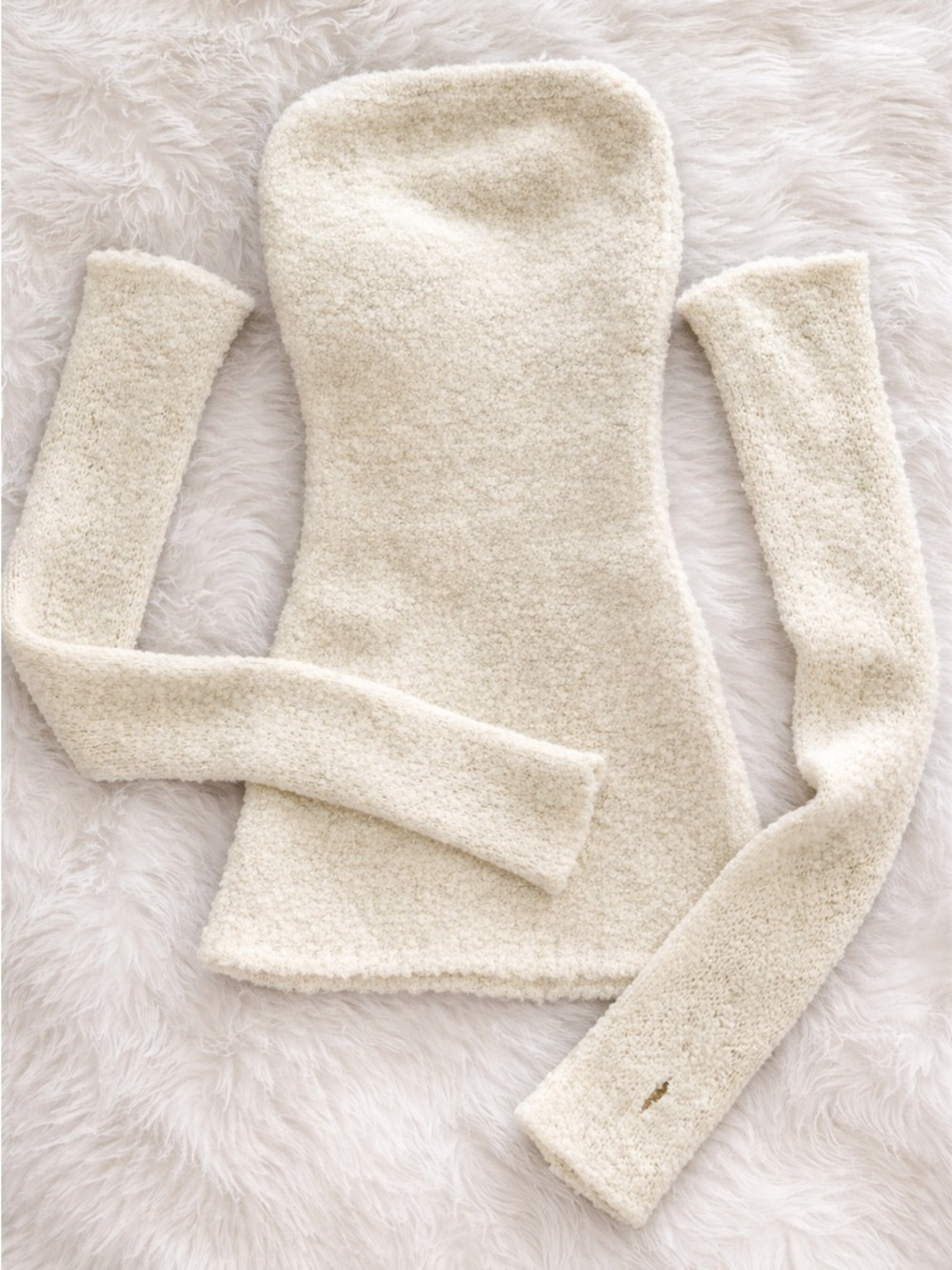 GENTE Roma Cashmere Alpaca Bouclé Set – Top & Midi Skirt – Cream – Size 40 (S)